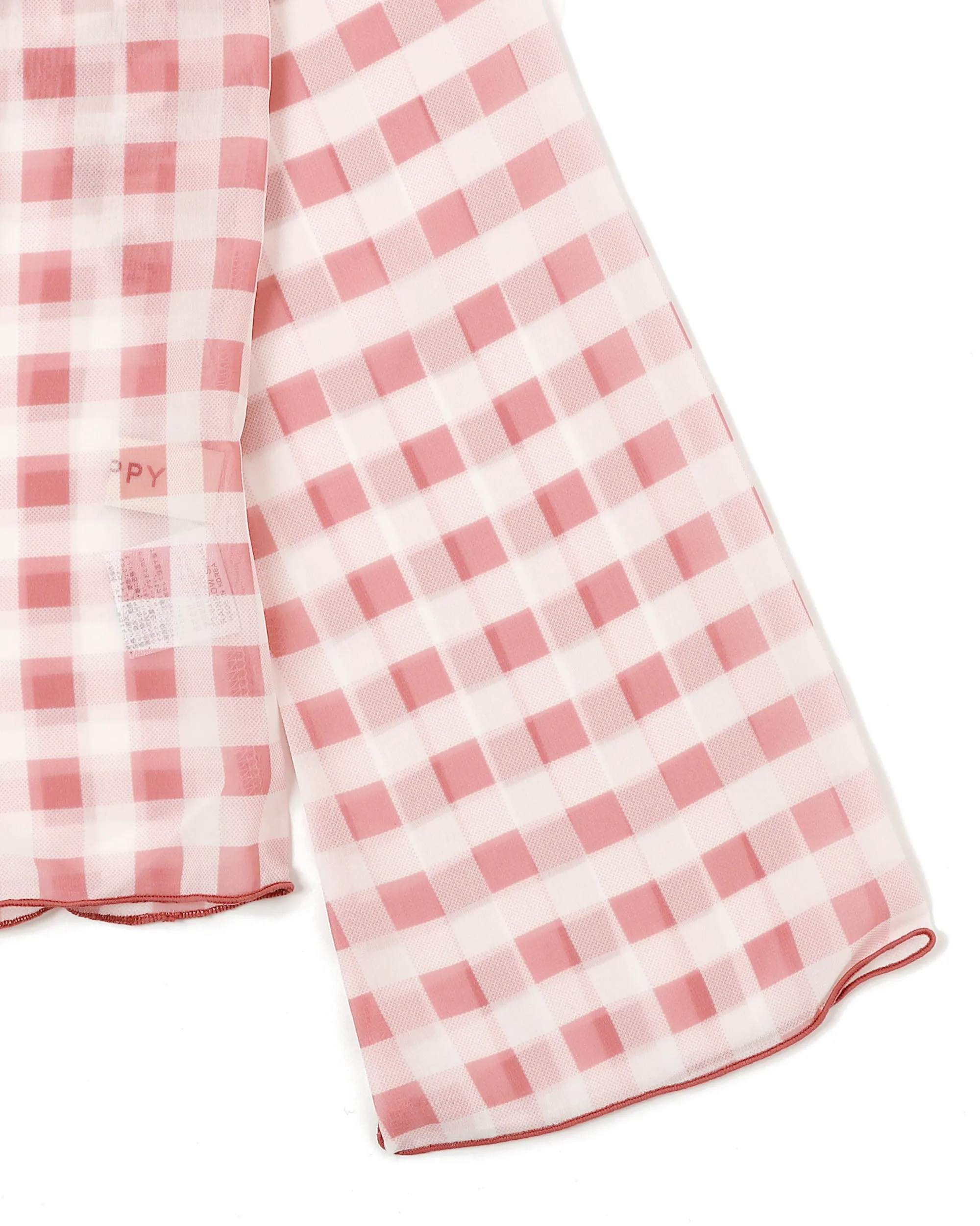 Gingham check see-through tops (Pink)