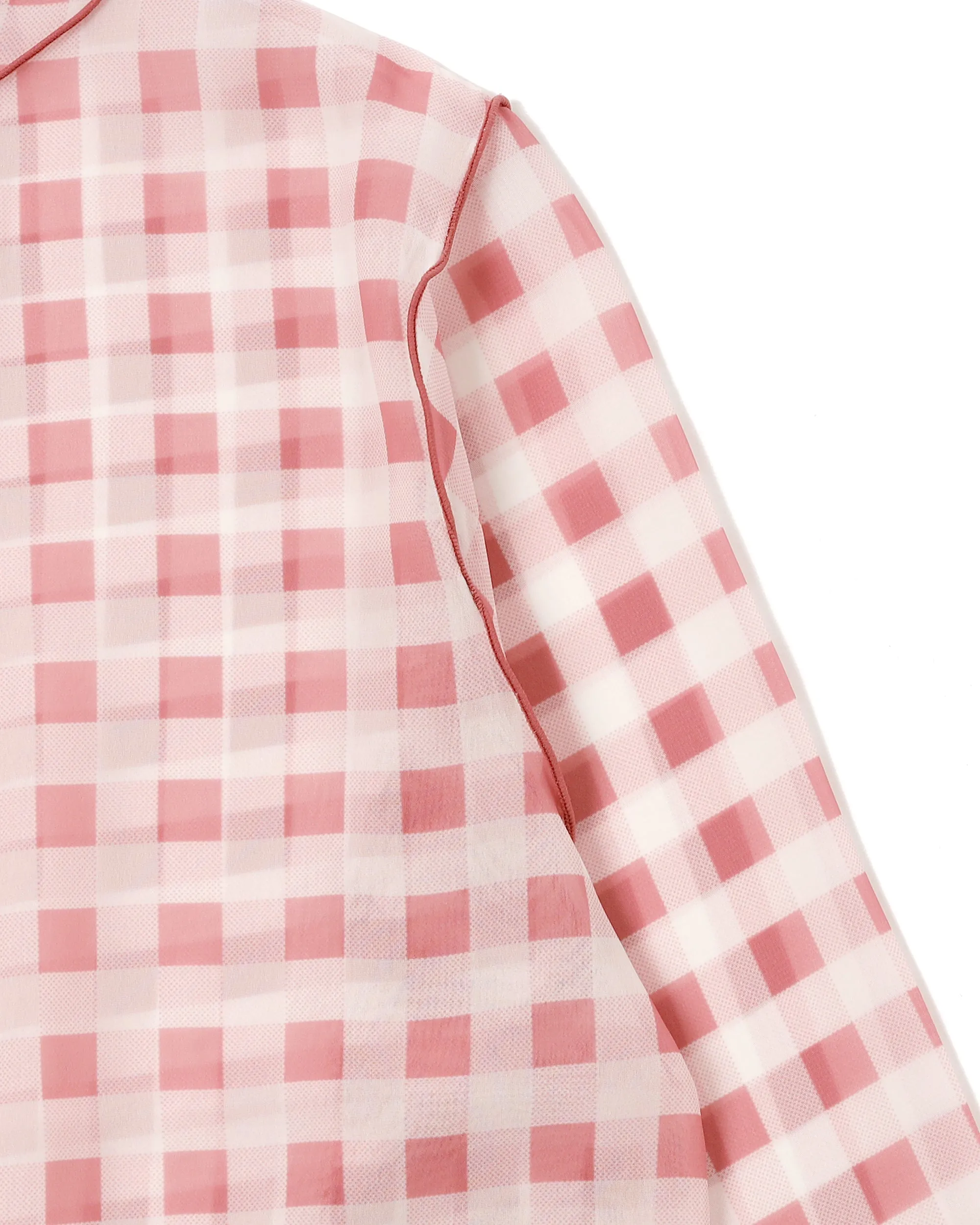 Gingham check see-through tops (Pink)