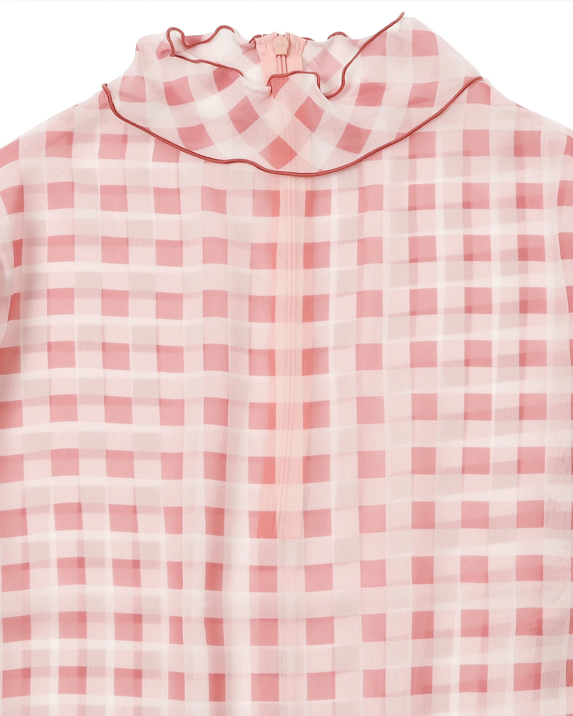 Gingham check see-through tops (Pink)