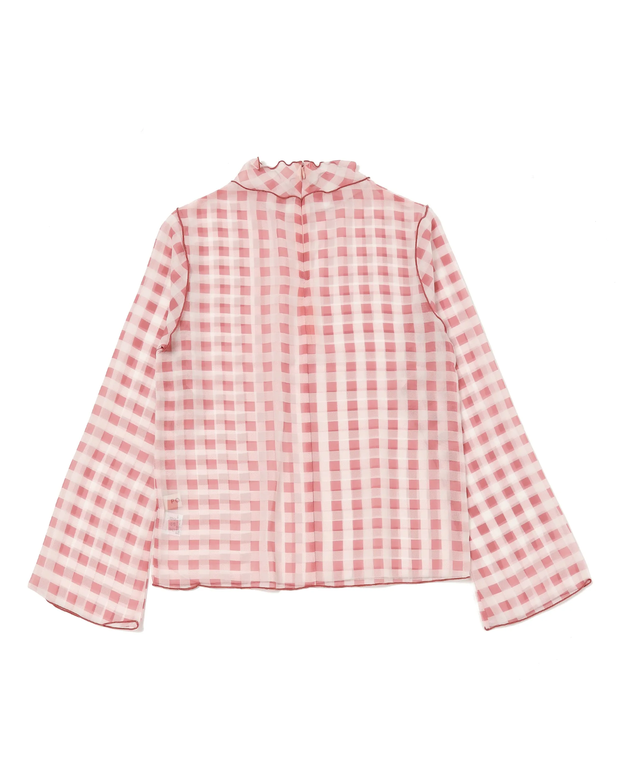 Gingham check see-through tops (Pink)