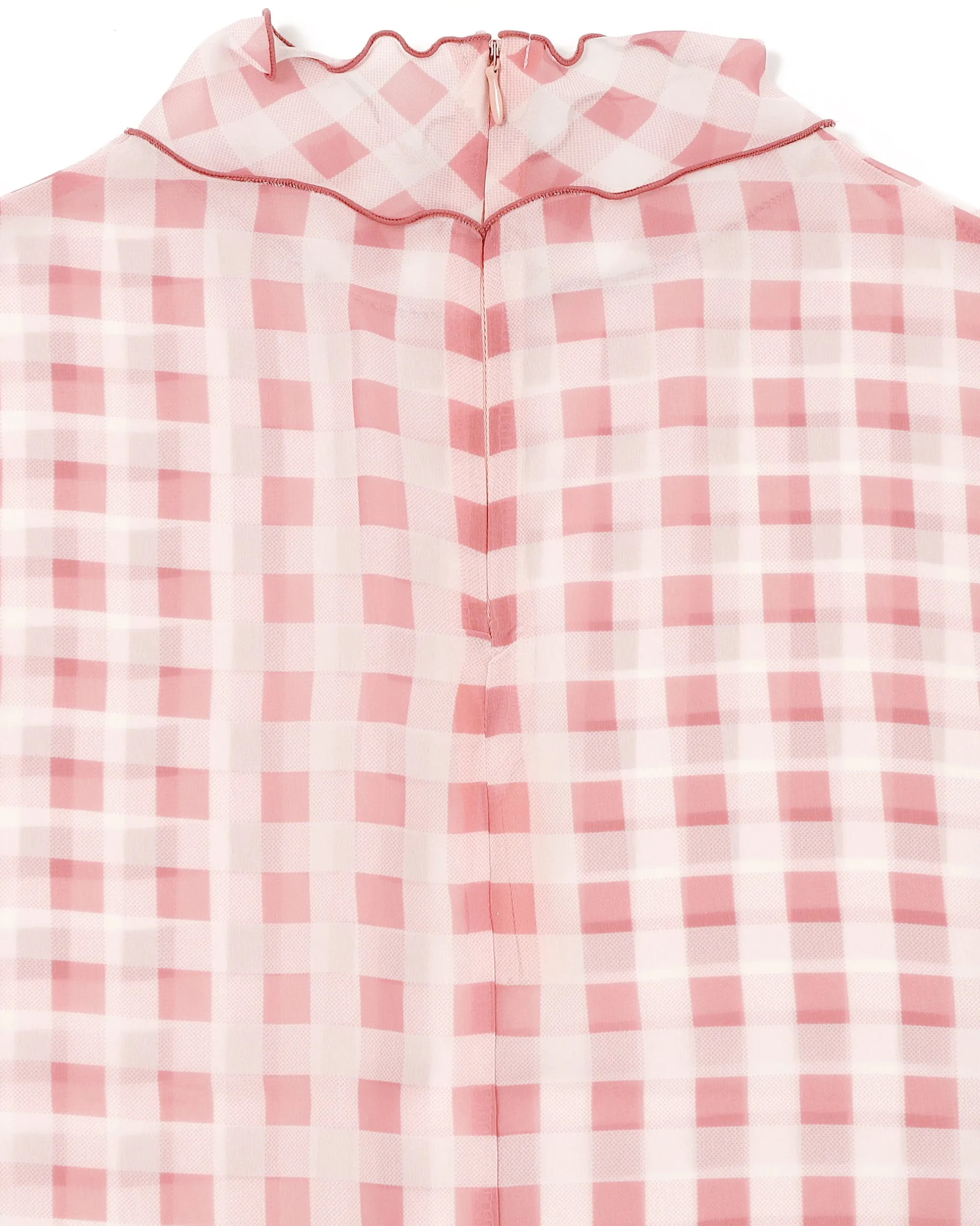 Gingham check see-through tops (Pink)