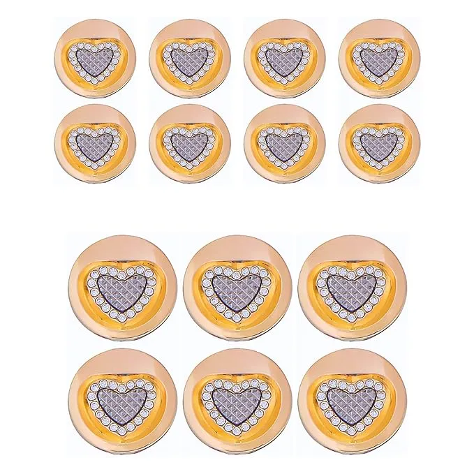 Gold Metal Buttons with Black Heart Centers(8 Small   6 Big)