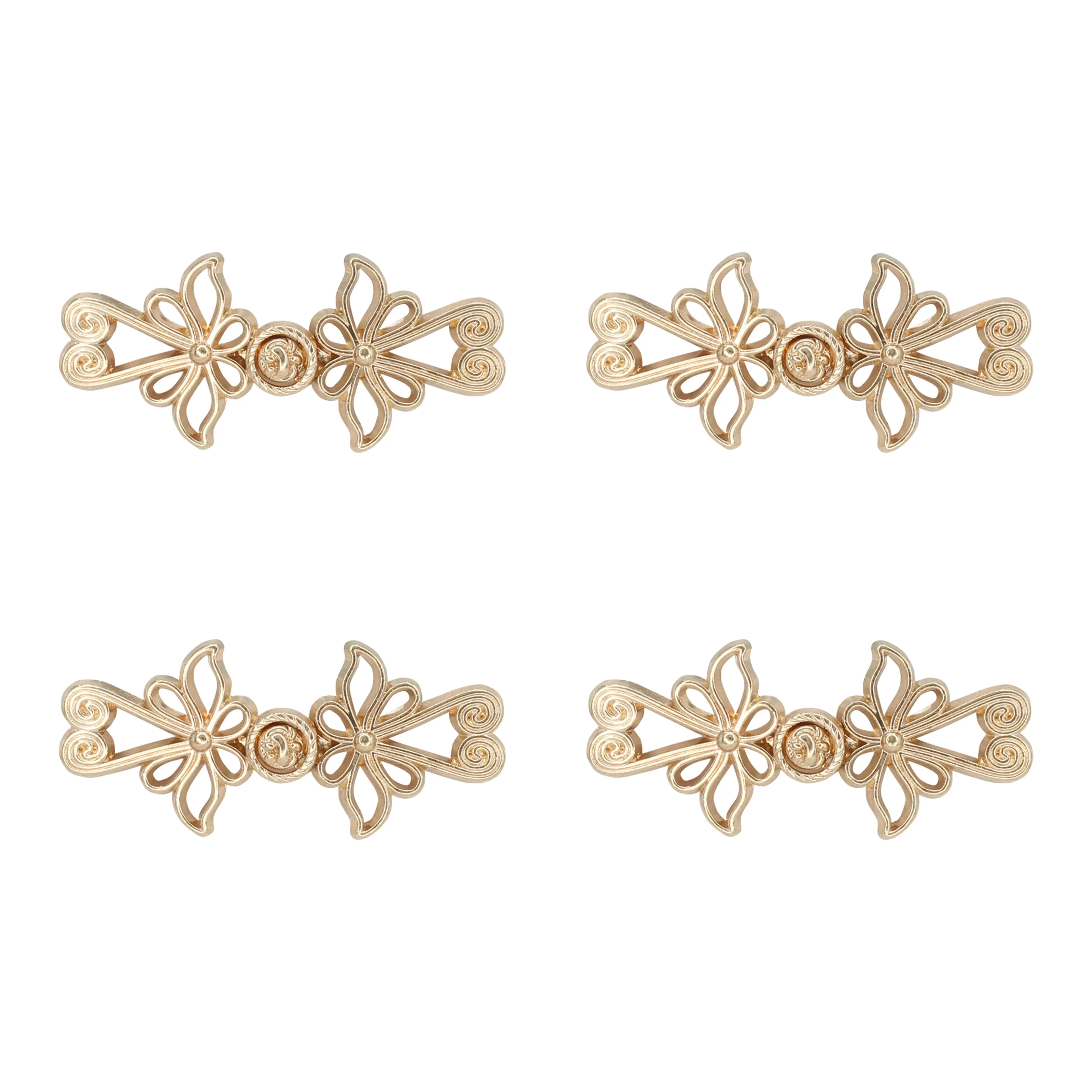 Golden Blossoms Frog Closure Metal Buttons