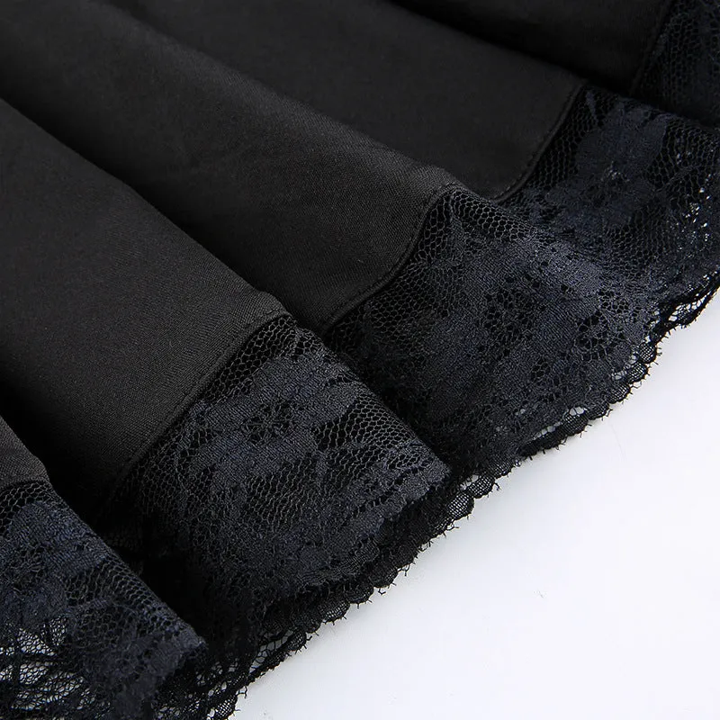 'Grave Encounter' Black Grunge Lace Skirt