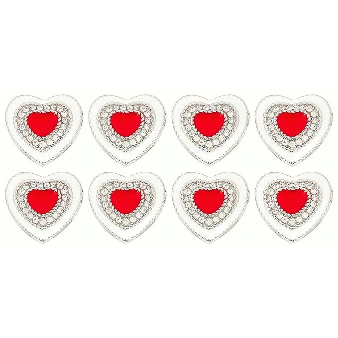 Heart-Shaped Rhinestone Metal Buttons(Pack of 8 Buttons)