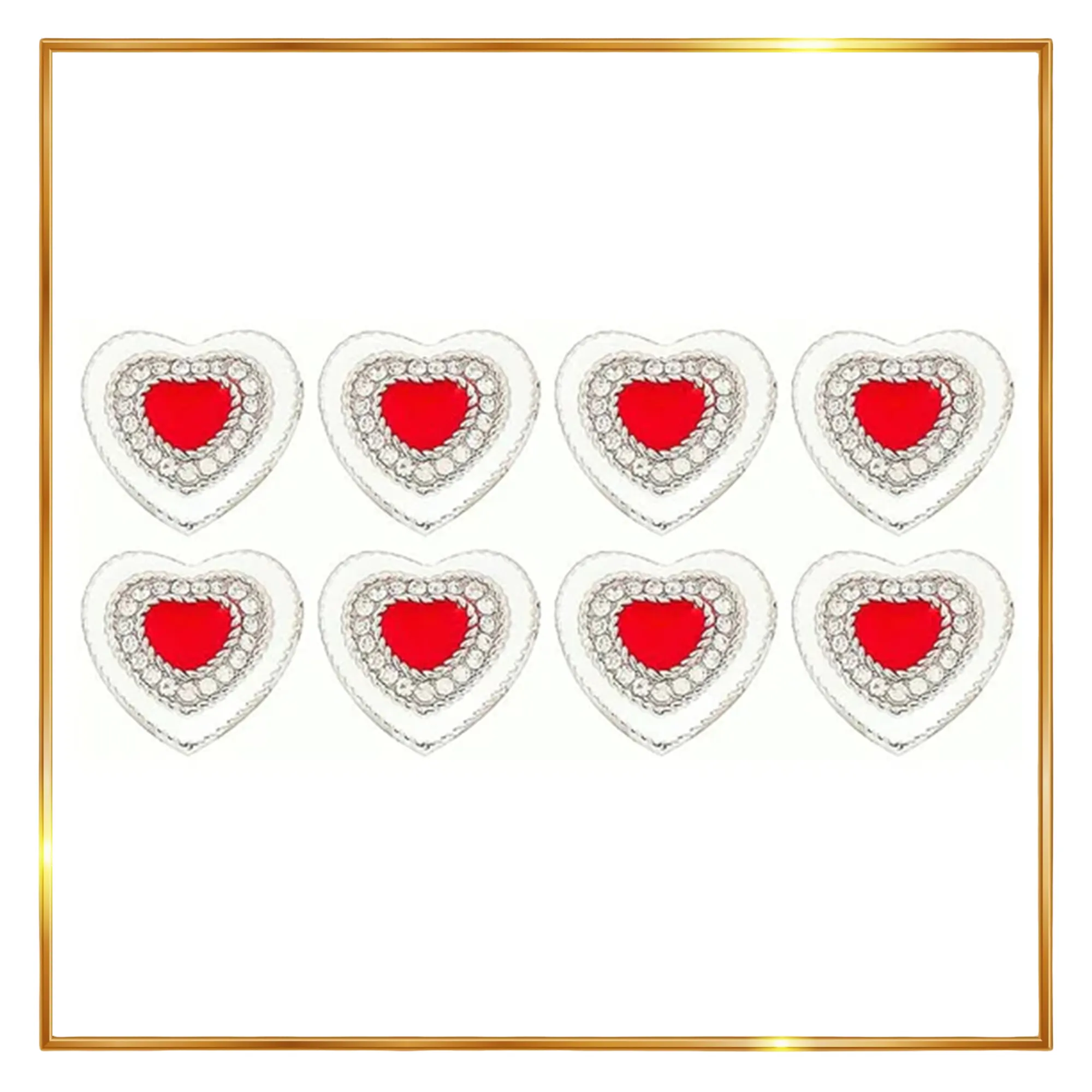 Heart-Shaped Rhinestone Metal Buttons(Pack of 8 Buttons)