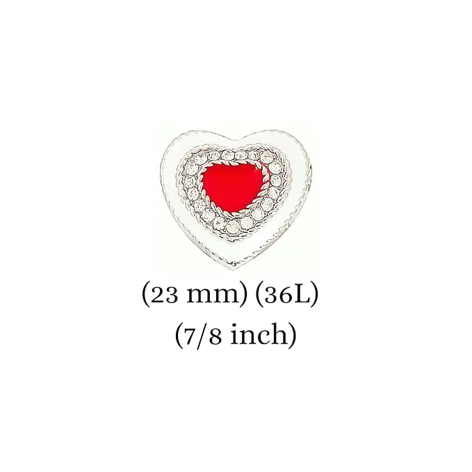 Heart-Shaped Rhinestone Metal Buttons(Pack of 8 Buttons)