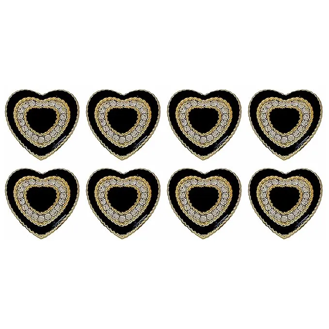 Heart-Shaped Rhinestone Metal Buttons(Pack of 8 Buttons)