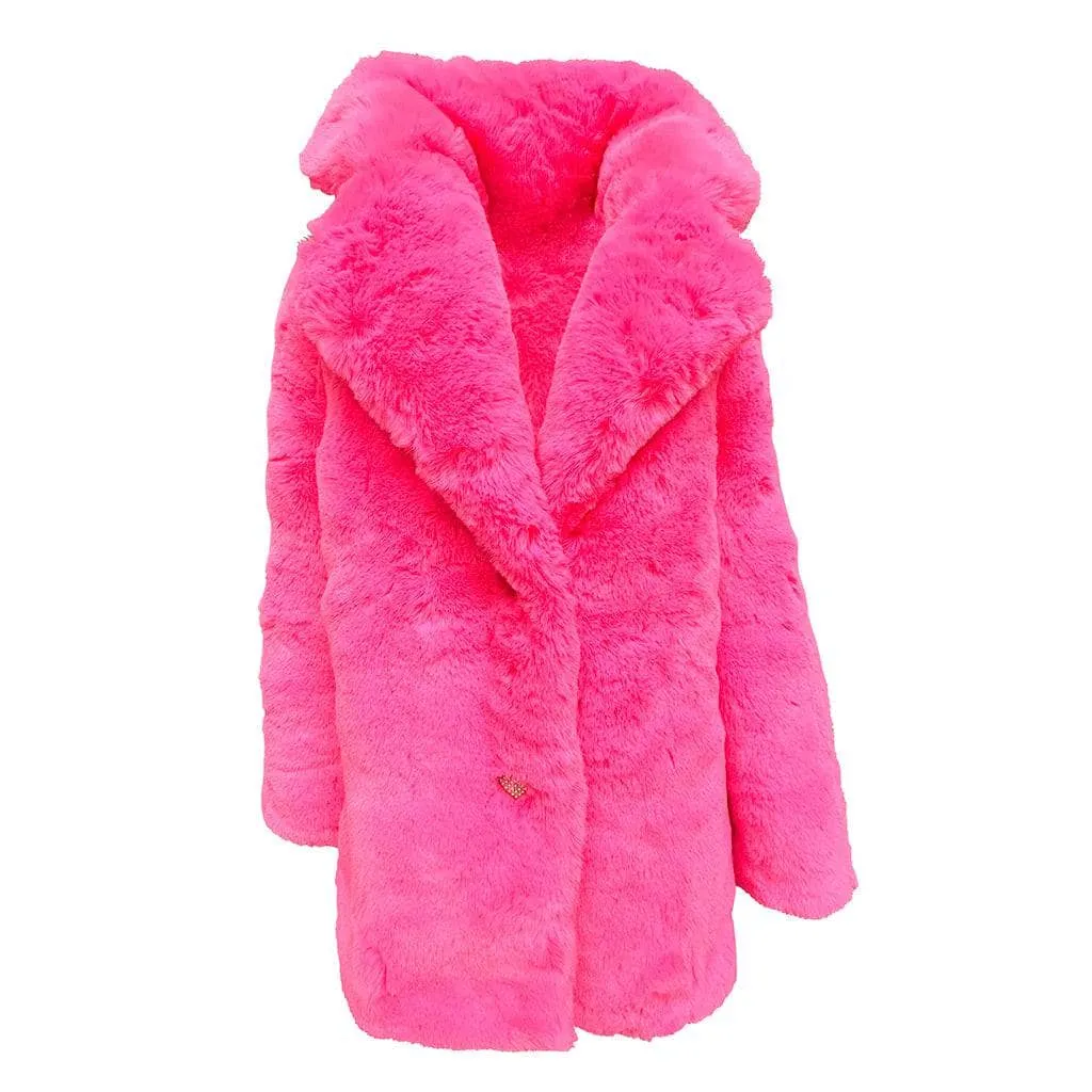 Hot Pink Faux Fur Coat