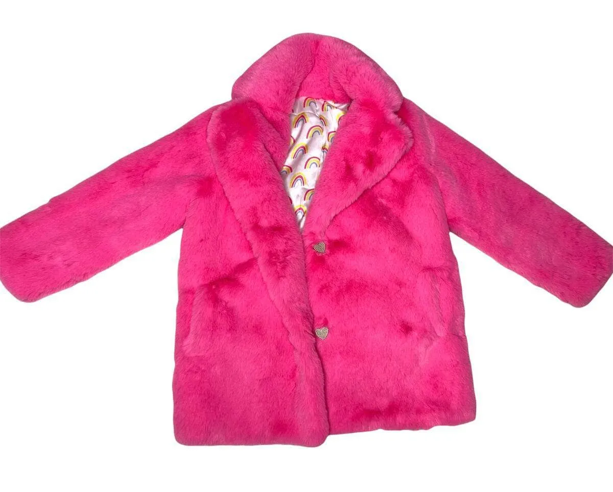 Hot Pink Faux Fur Coat