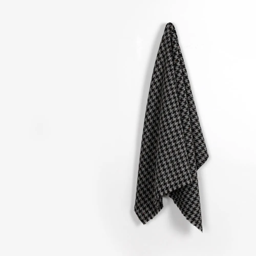 Houndstooth Wool Blend Coating - Grey Fleck