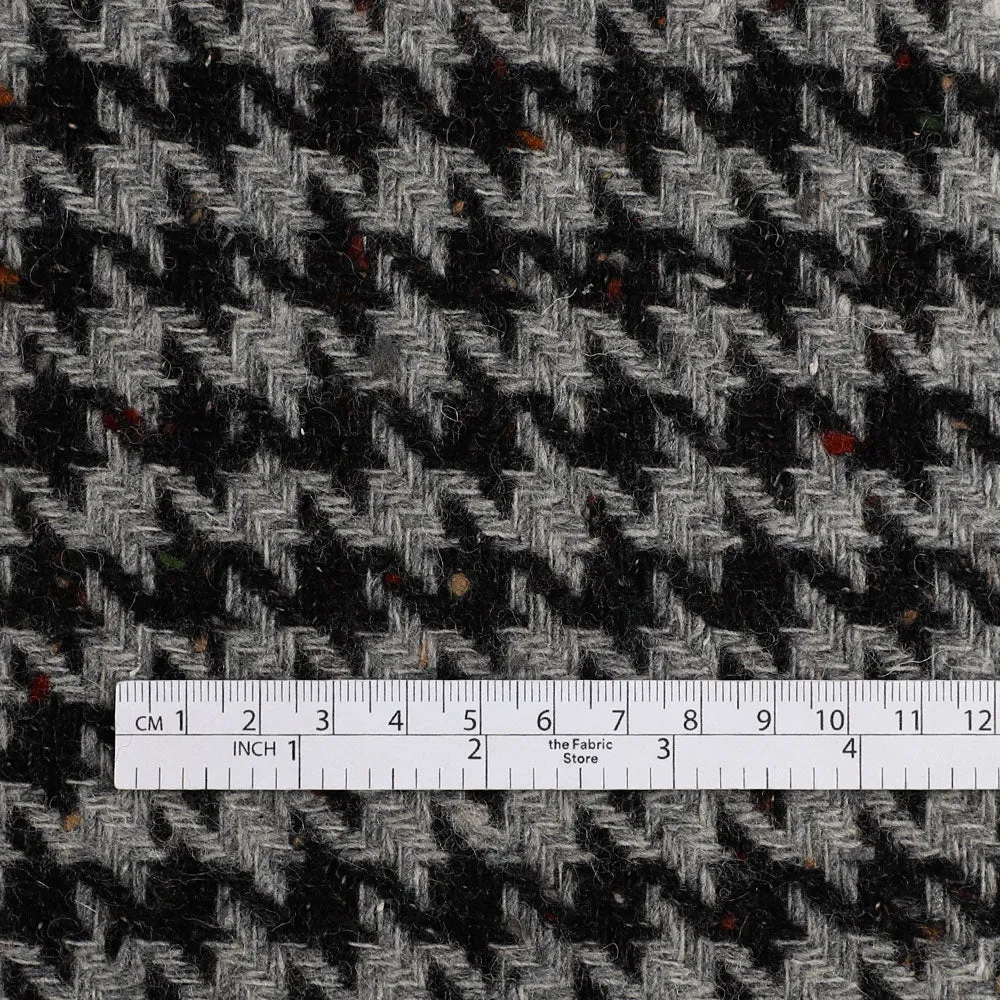 Houndstooth Wool Blend Coating - Grey Fleck