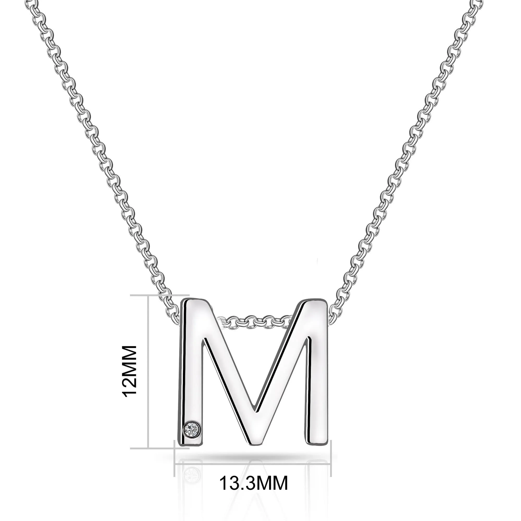 Initial M Necklace with Birthstone Charm Created with Zircondia® Crystals