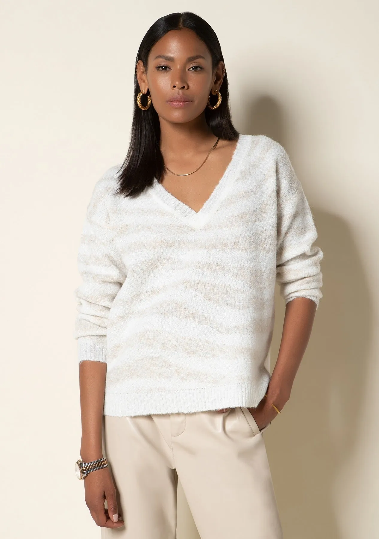 Keeley Winter White Zebra Sweater