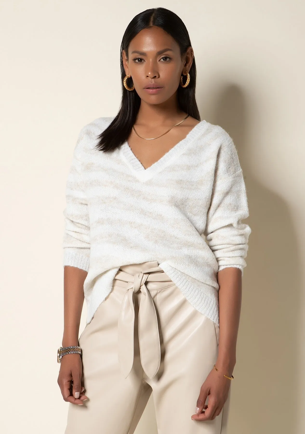 Keeley Winter White Zebra Sweater