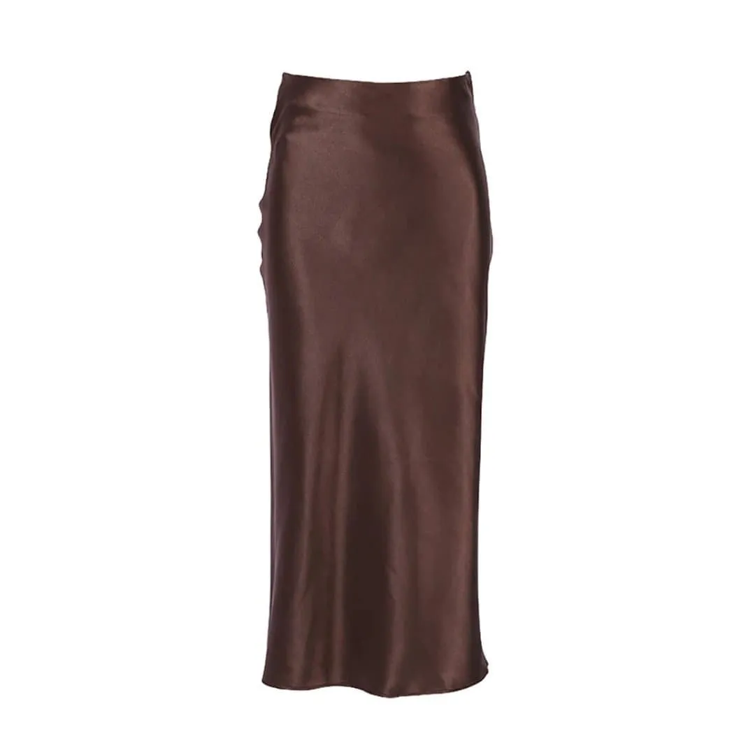 Long Satin Party Skirts with A-Line Silhouette & Zipper Closure