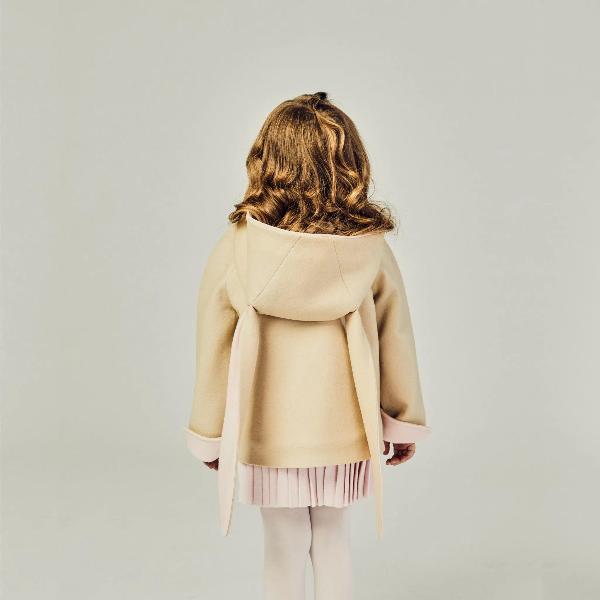 Luxe Bunny Coat in Sand & Pink