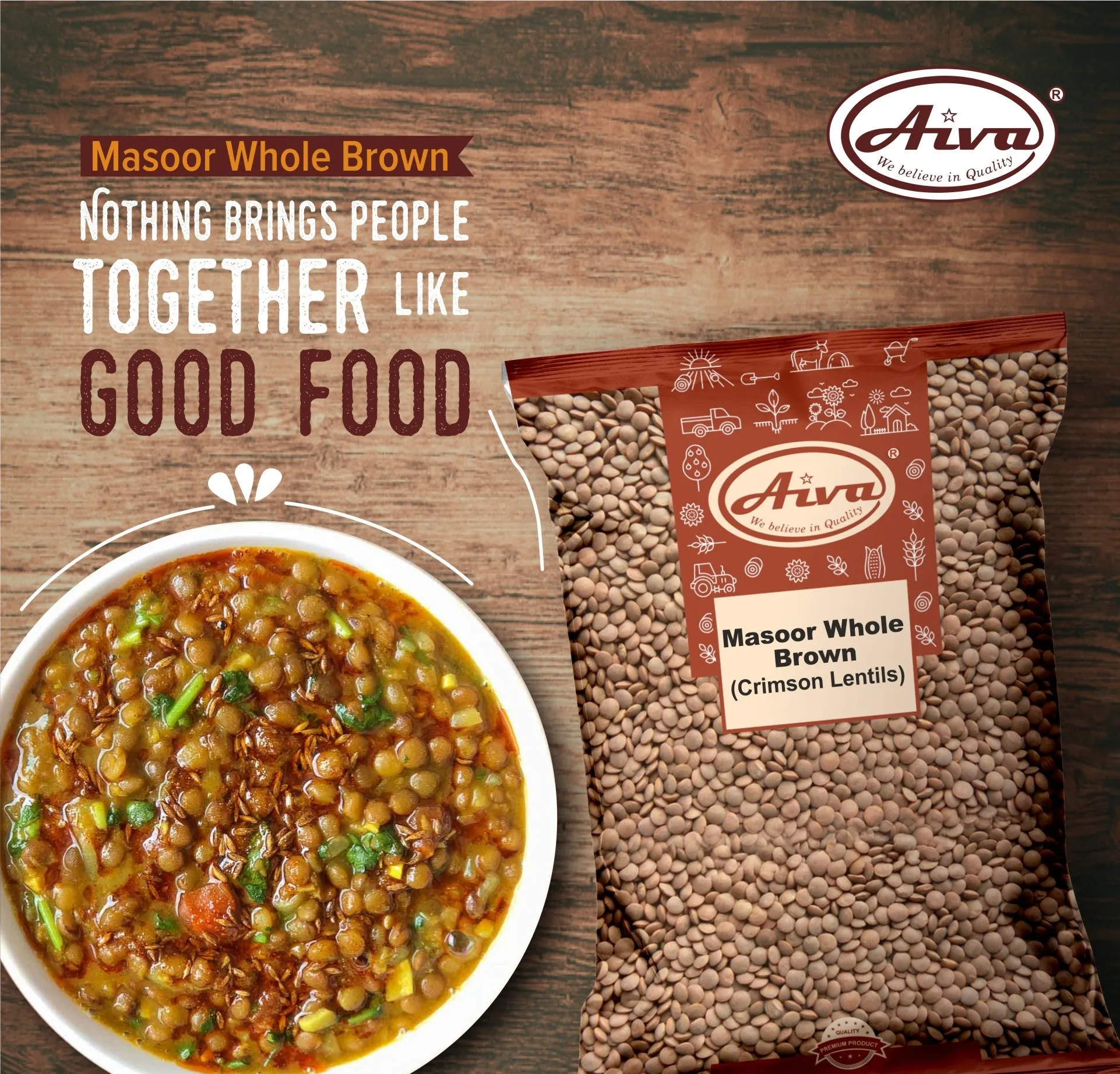 Masoor Whole Brown (Crimson Lentils)