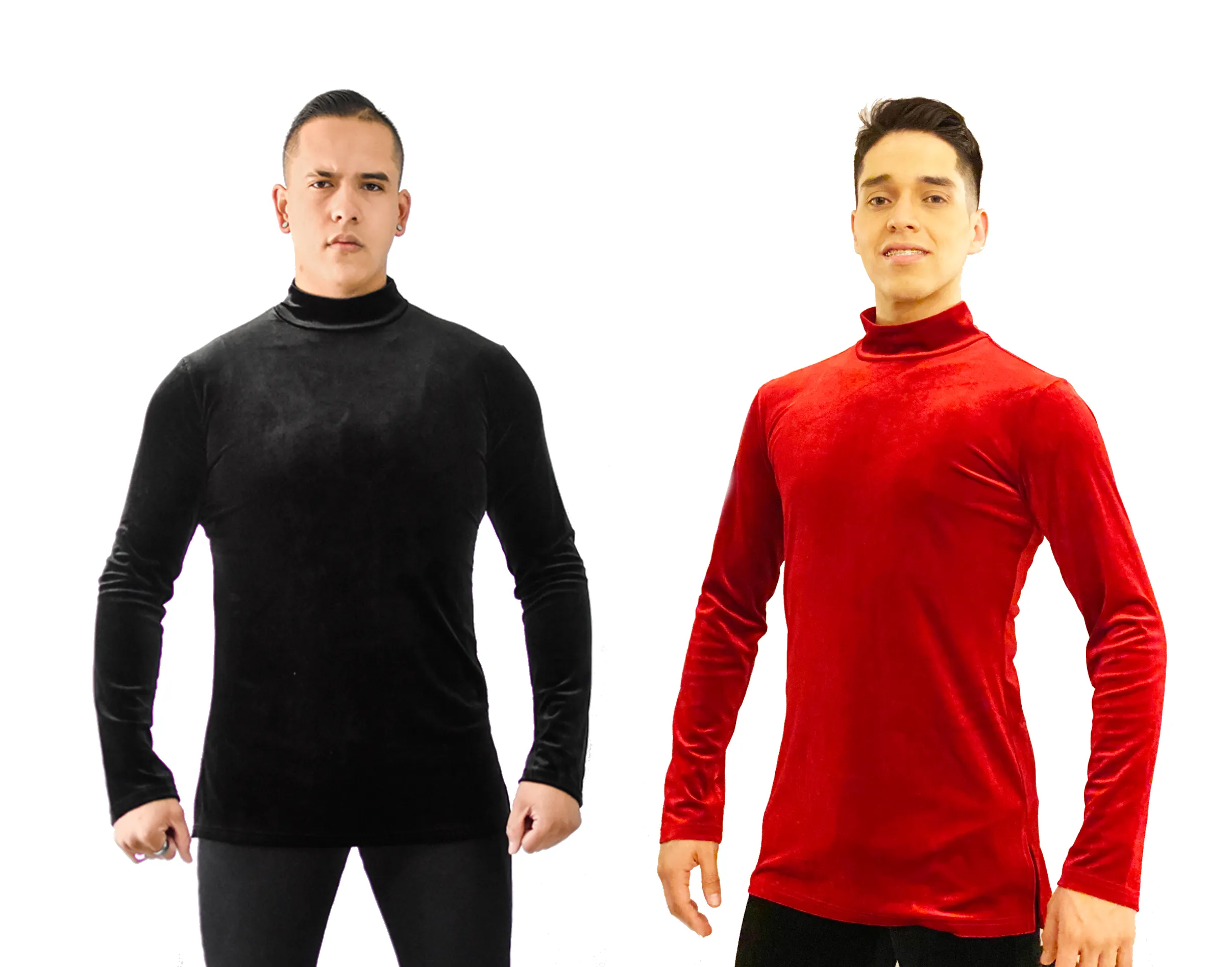 Men's Velvet Long Sleeve Dance Shirt (CW310)