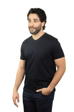 MERCERIZED COTTON V-NECK T-SHIRT