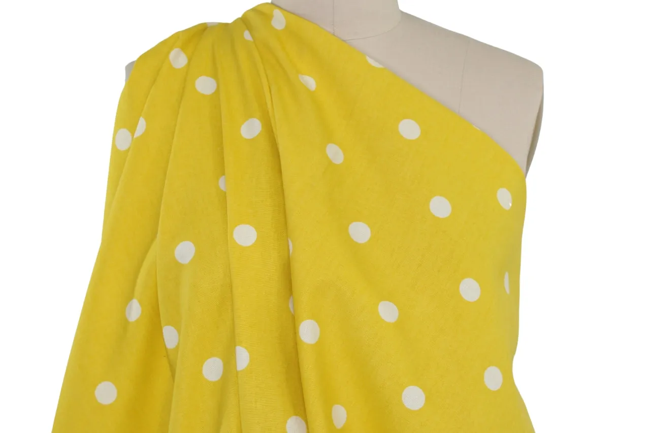 Midweight Polka Dot Cotton Duck- White on Yellow