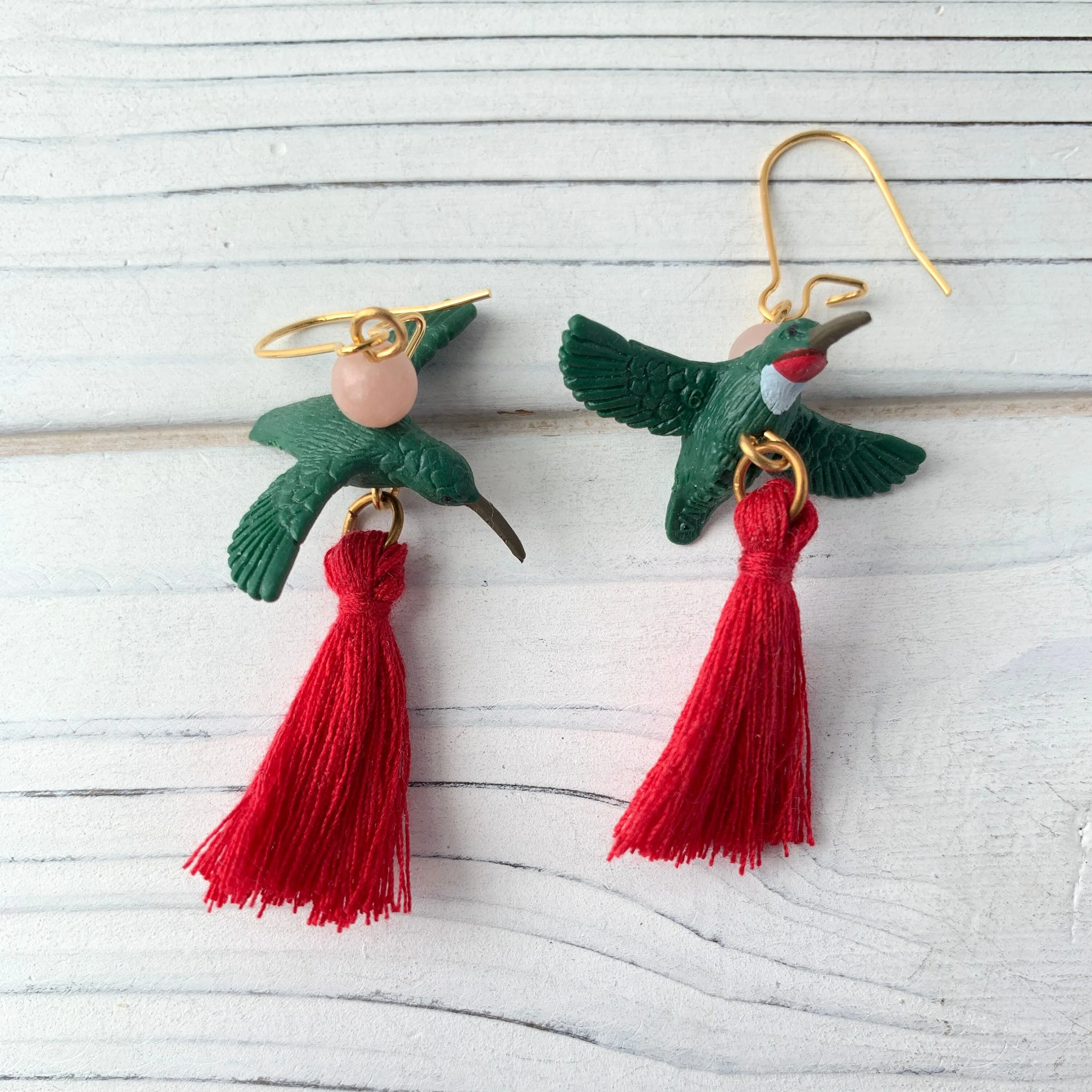 Mini Hummingbird Tassel Earrings