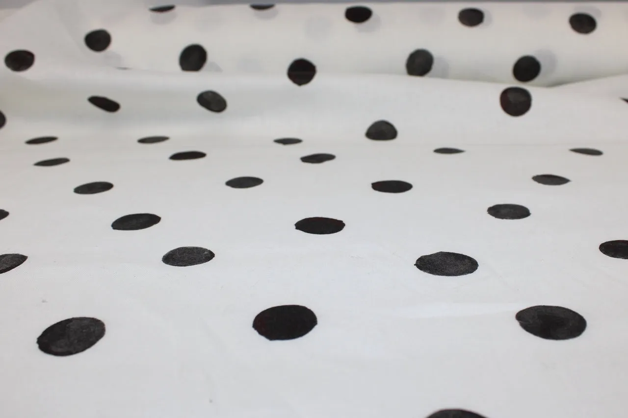 NY Designer Polka Dot Linen - Gray-Black/White