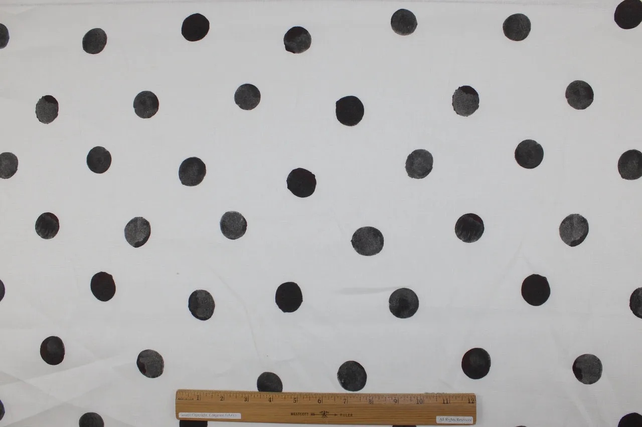 NY Designer Polka Dot Linen - Gray-Black/White