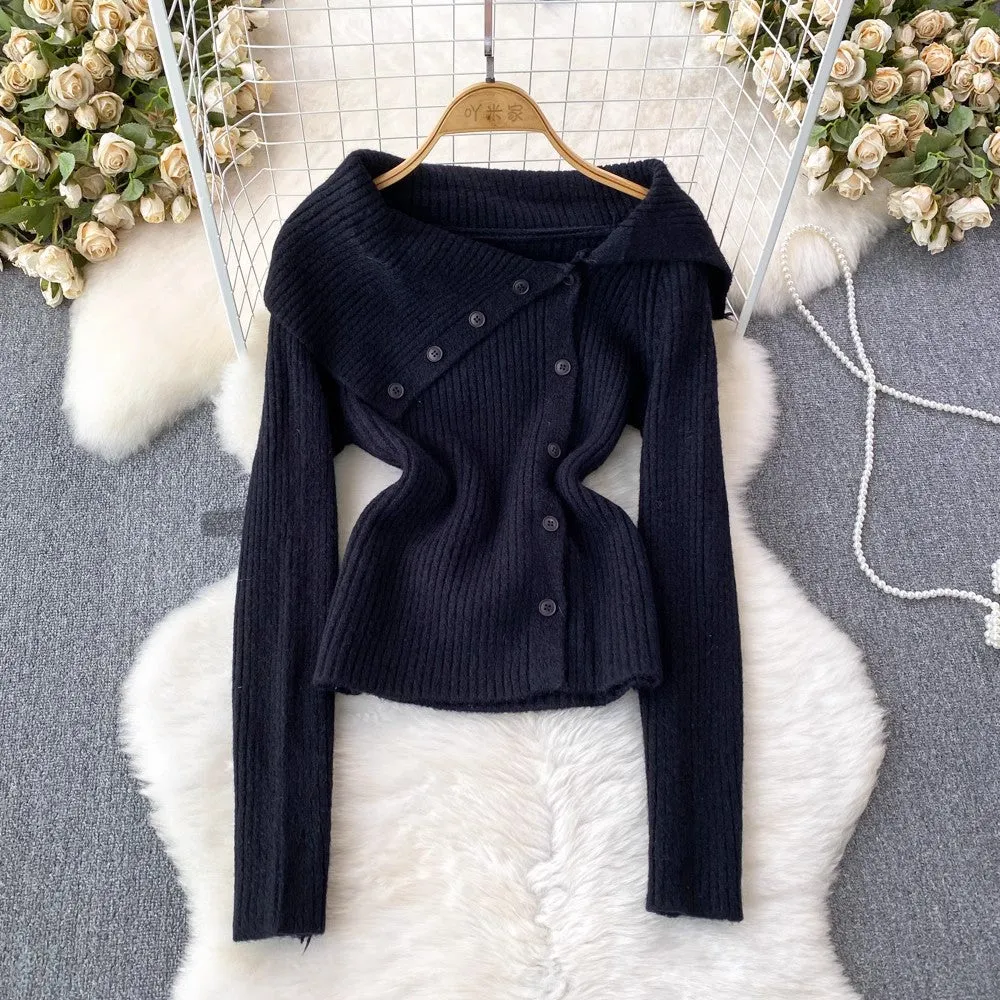 off-shoulder knitted jacket women's casual sweater      S4099