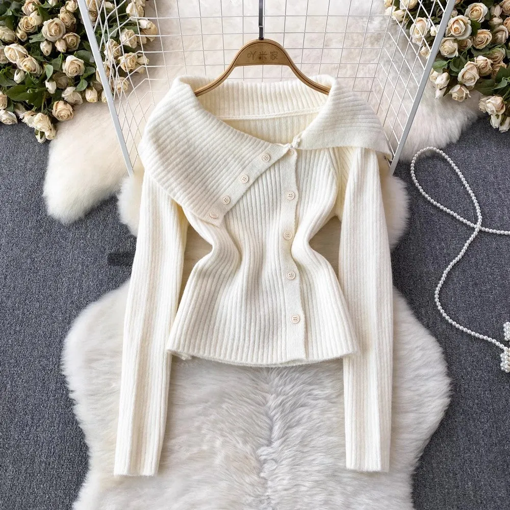 off-shoulder knitted jacket women's casual sweater      S4099