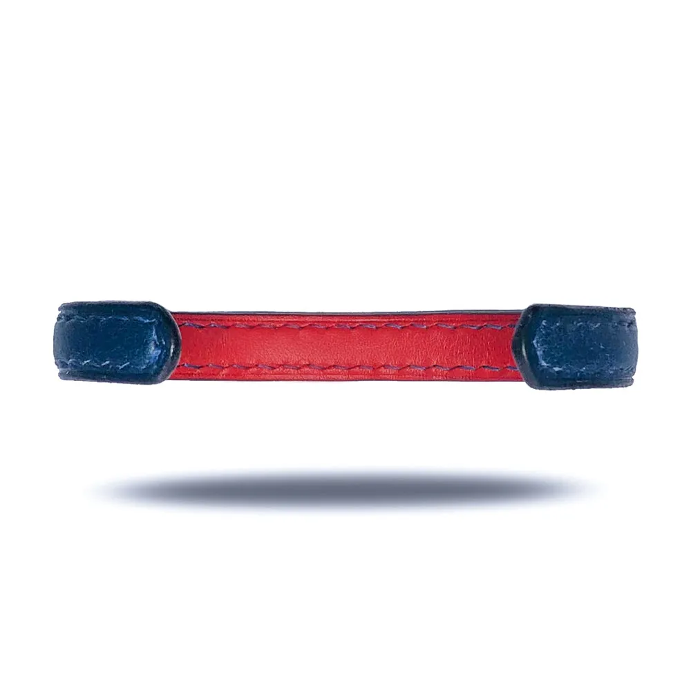 Peacock Blue & Crimson Red Leather Bracelet