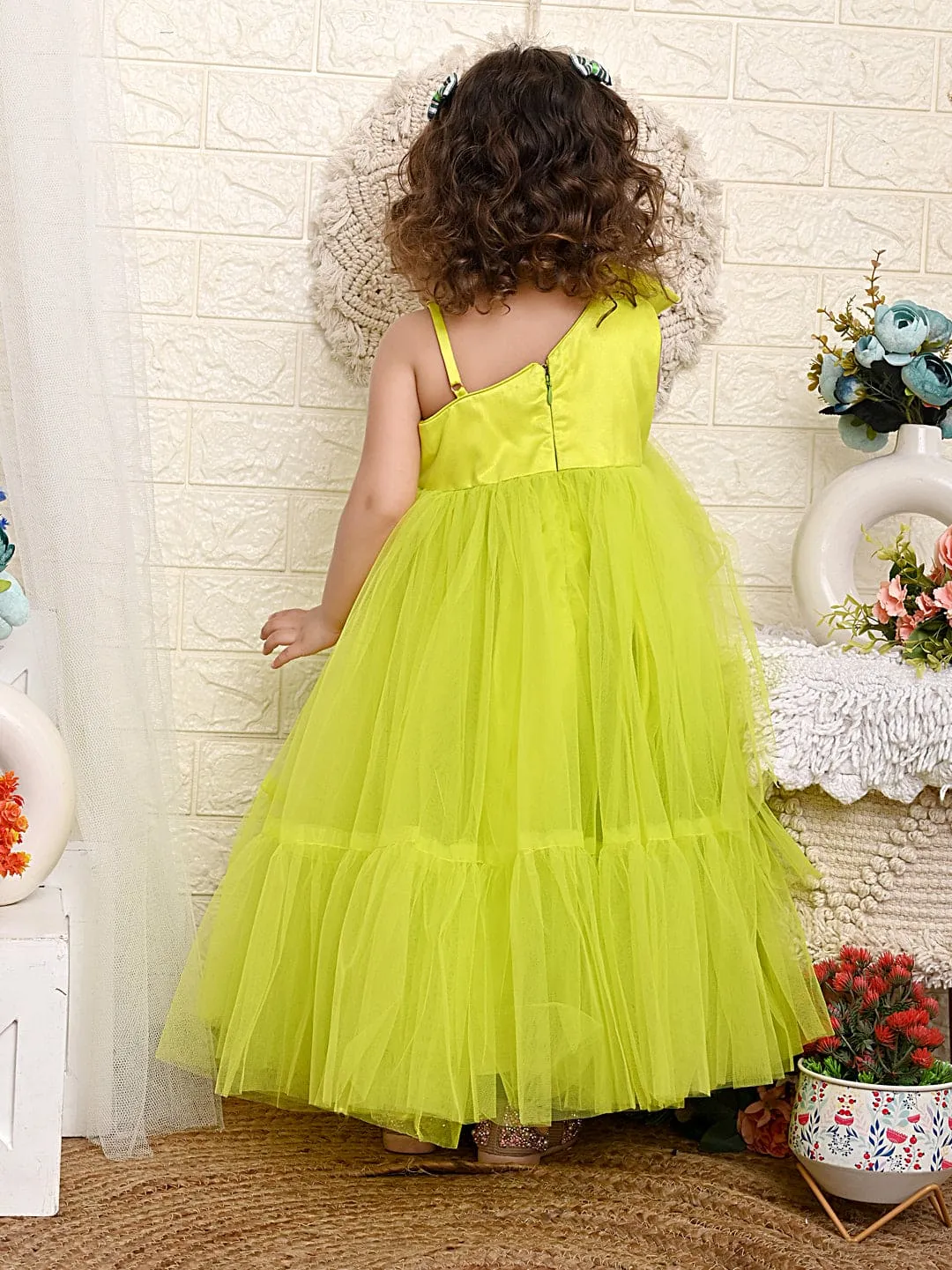 Pre Order: Neon Green Big Bow Dres