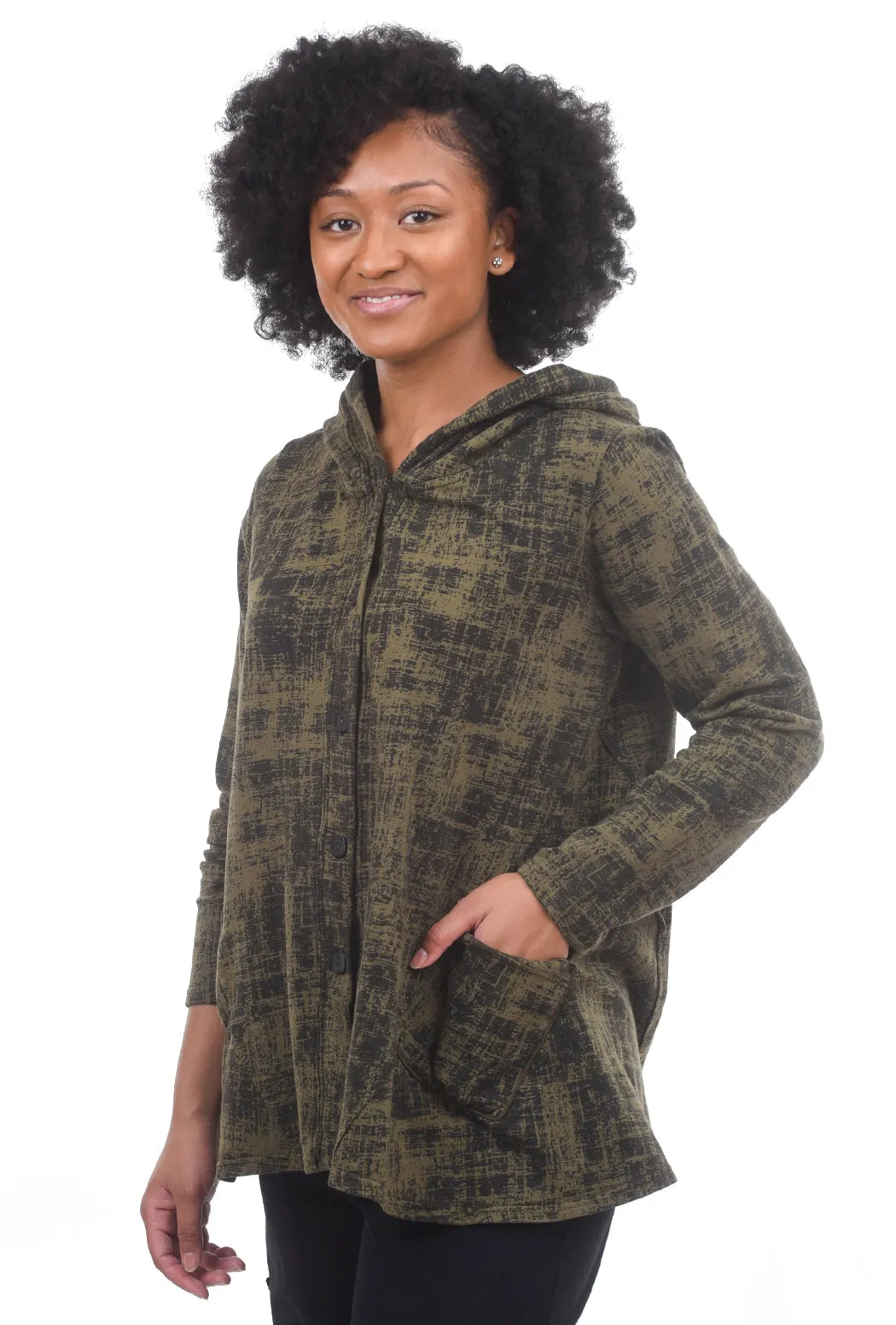 Print Fleece Jacket, Olive