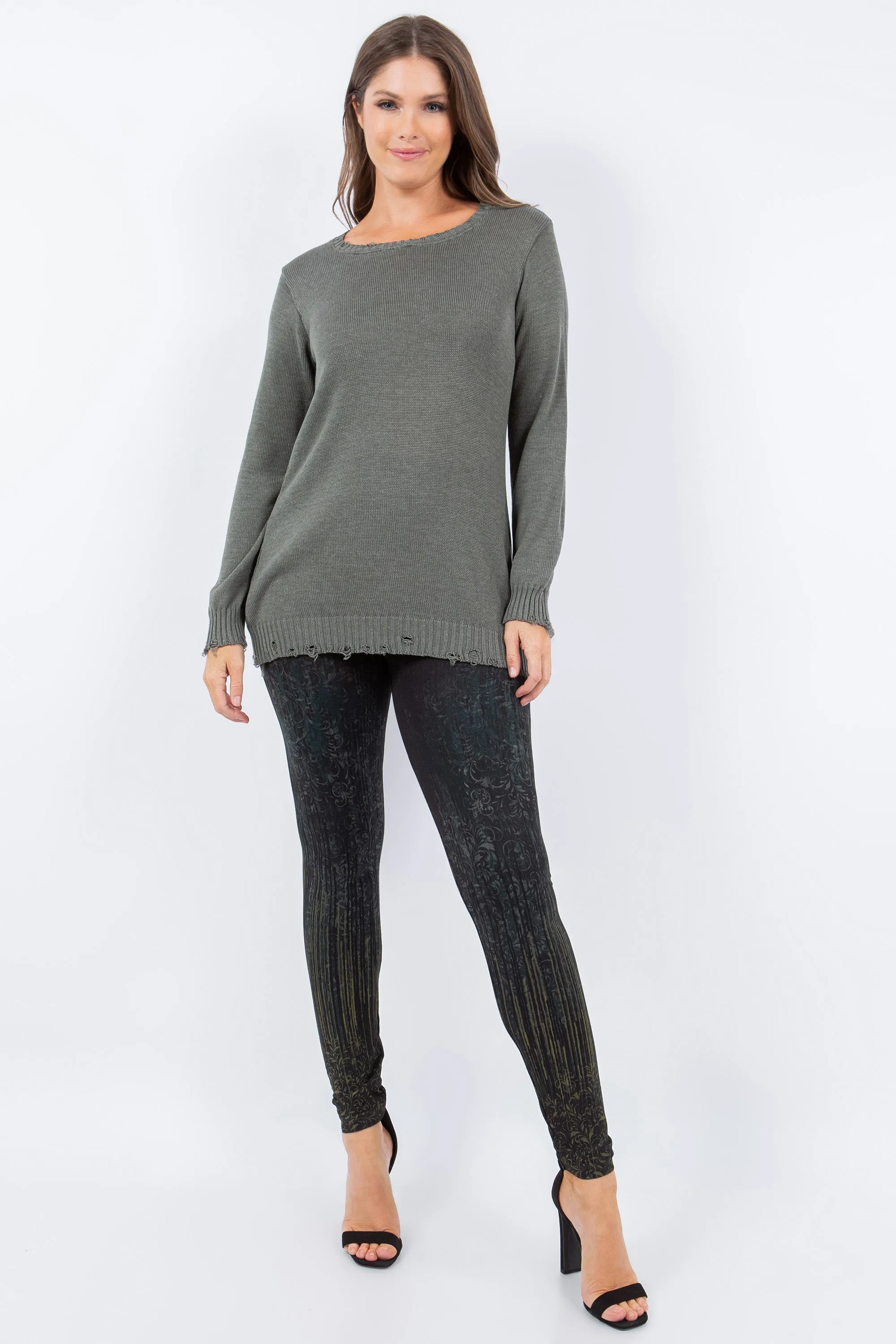 Ragged Cuff Knit Sweater Tunic