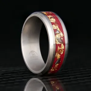 Regal Glowstone Ring on Titanium | Meteorite, Copper, and Gold Leaf