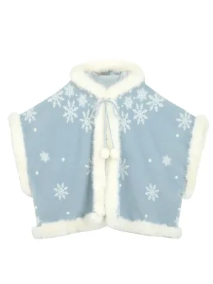 Snowflake Fairy Faux Mink Jacquard Hooded Cape