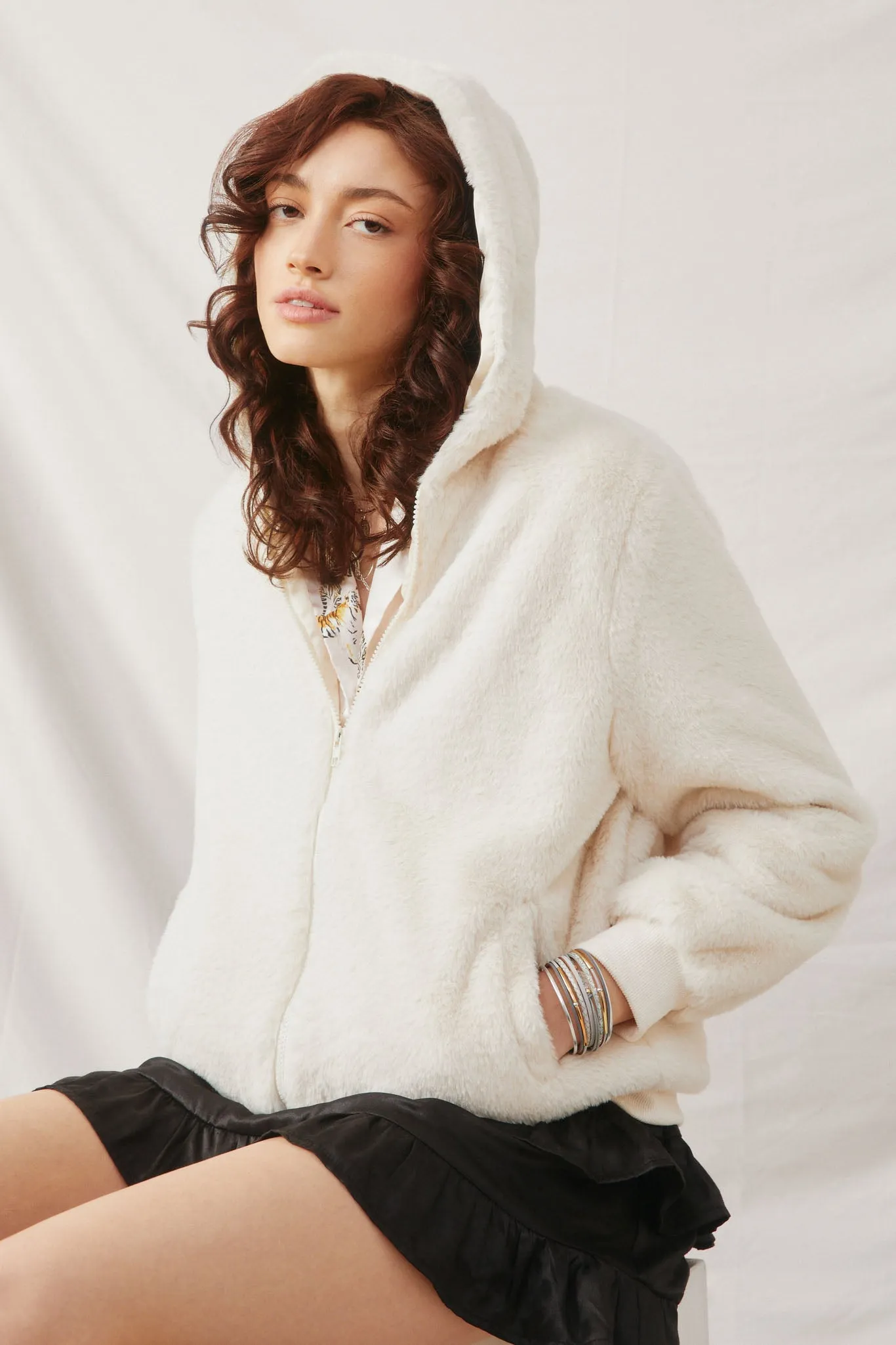 Soft Fleece Hooded Zip Up Jacket