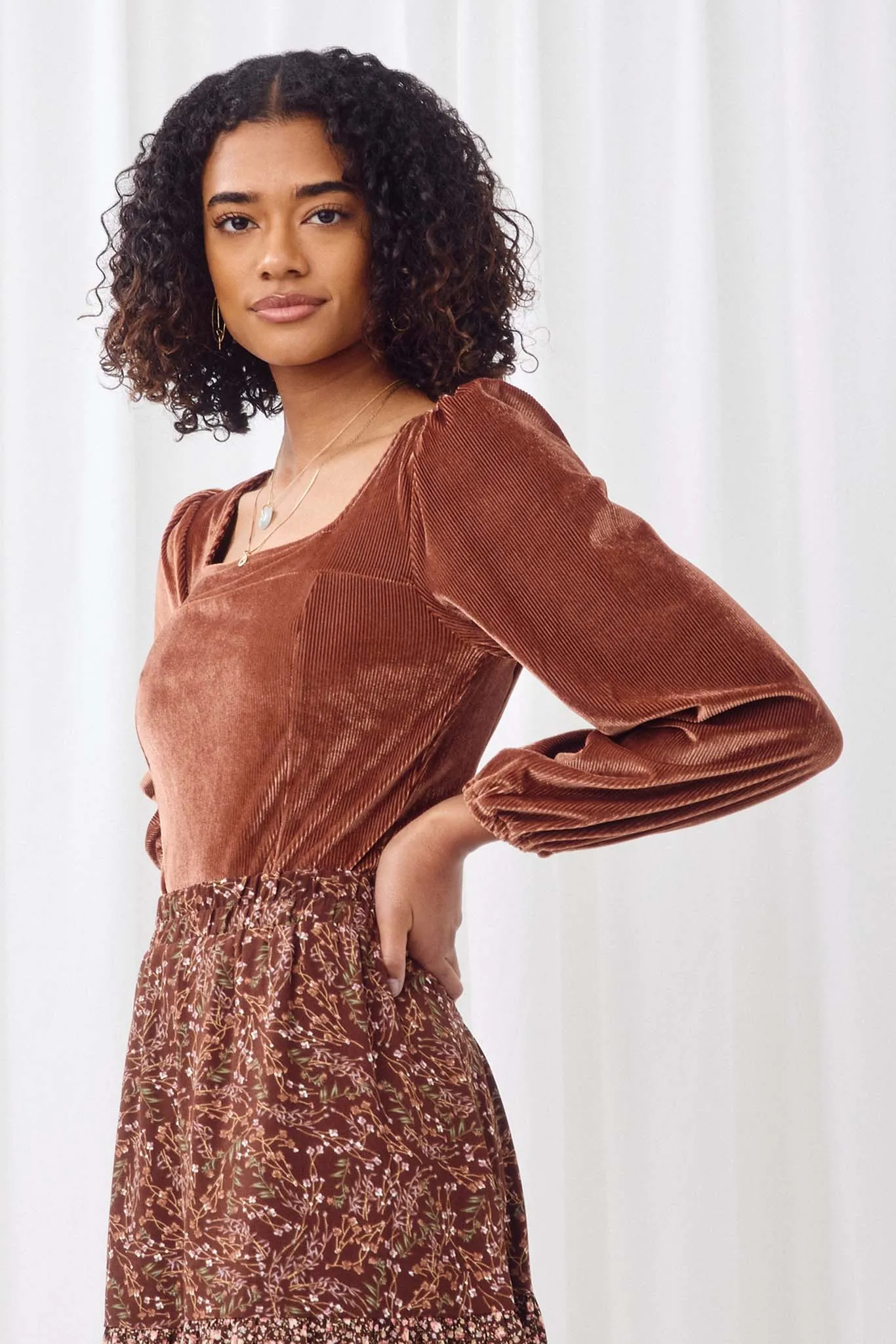 Textured Velvet Square Neck Bodysuit