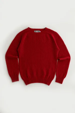 Womens Geelong Superfine Lambswool Moss Stitch Jumper - Red